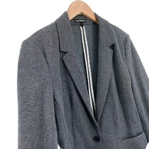 Express Women's Gray Cotton Blend One-Button Single-Breasted Blazer Coat